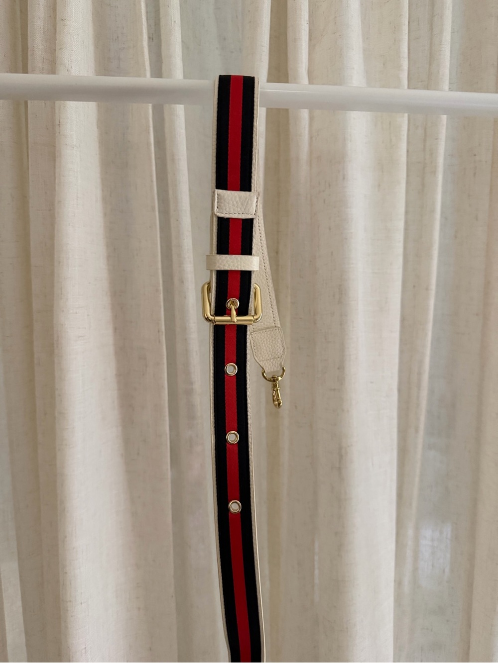 Striped Webbing Crossbody Strap with Gold Hardware